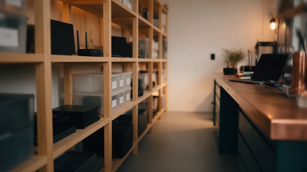 Pasillo del almacén de tecnología